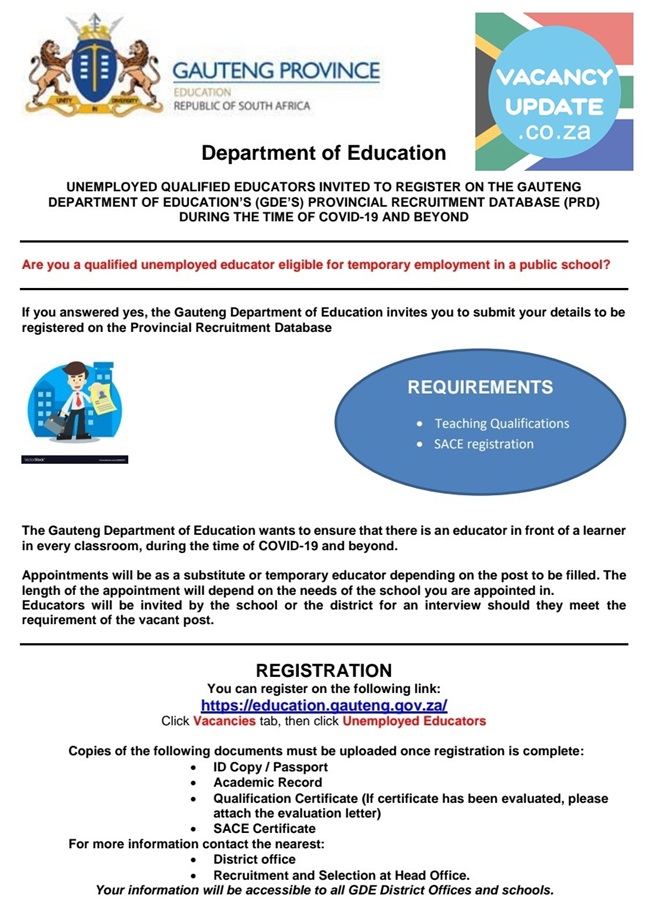 job opportunities in department of education